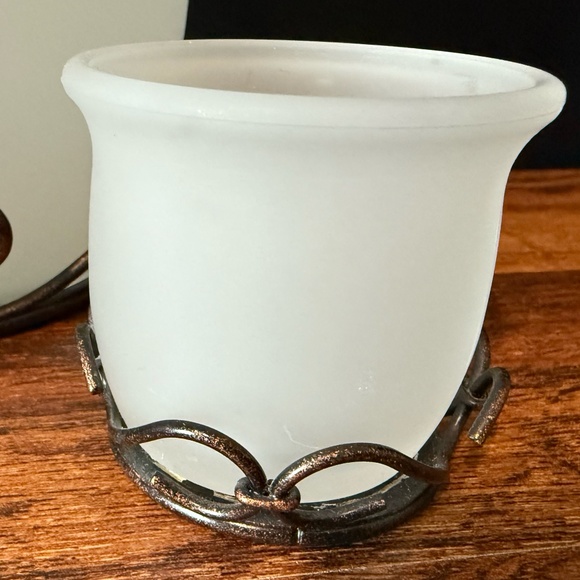 MY MOMENTS Frosted Glass w/Metal Base Candle Holders (Set of 3) - Picture 3 of 14